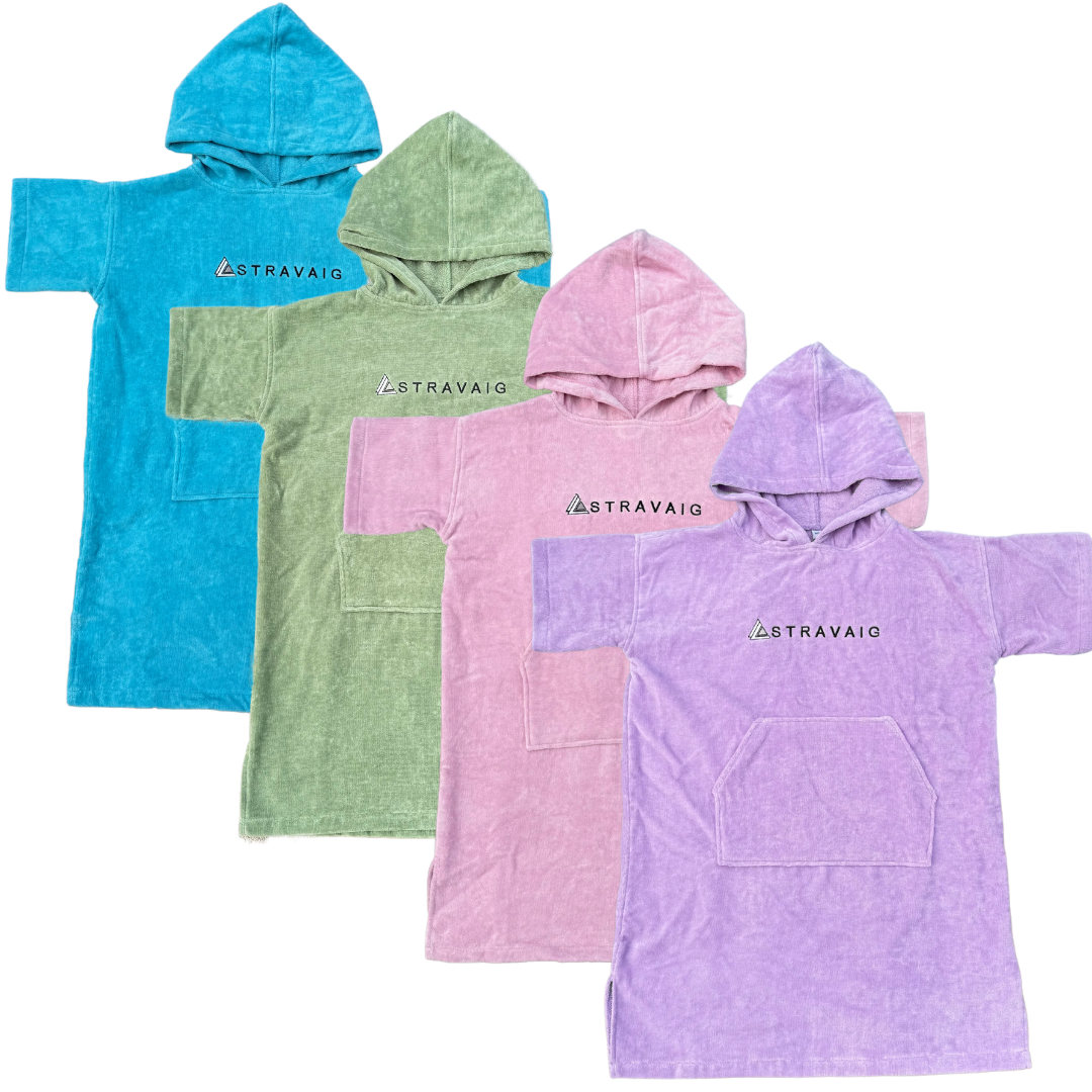Kids Hooded Towelling Robe | Quick-Dry Towel Poncho for Beach & Swim - SKY BLUE