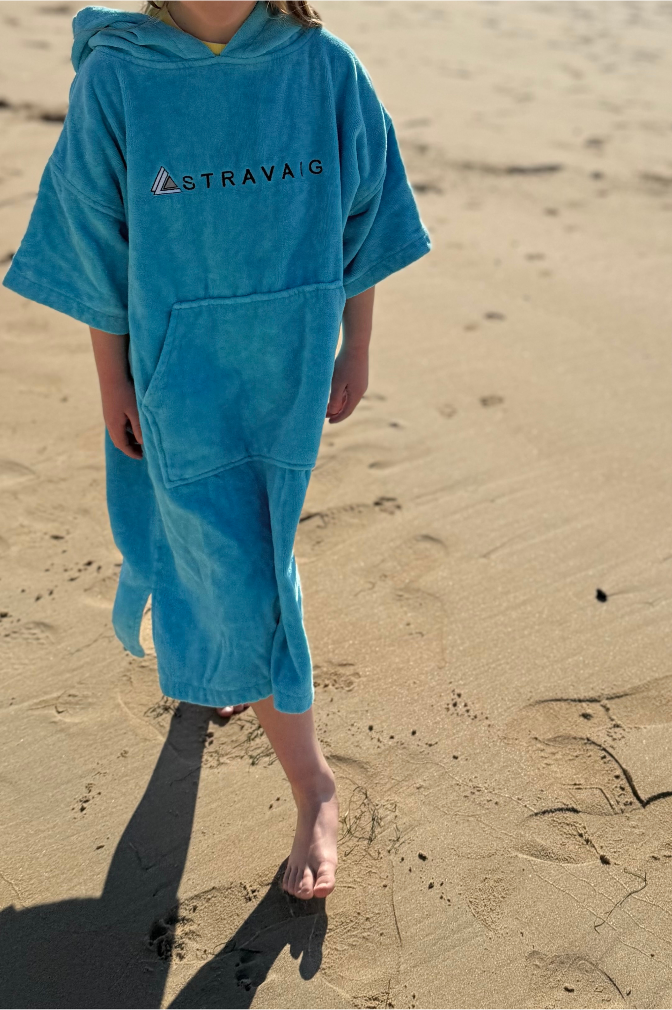 Kids Hooded Towelling Robe | Quick-Dry Towel Poncho for Beach & Swim - SKY BLUE