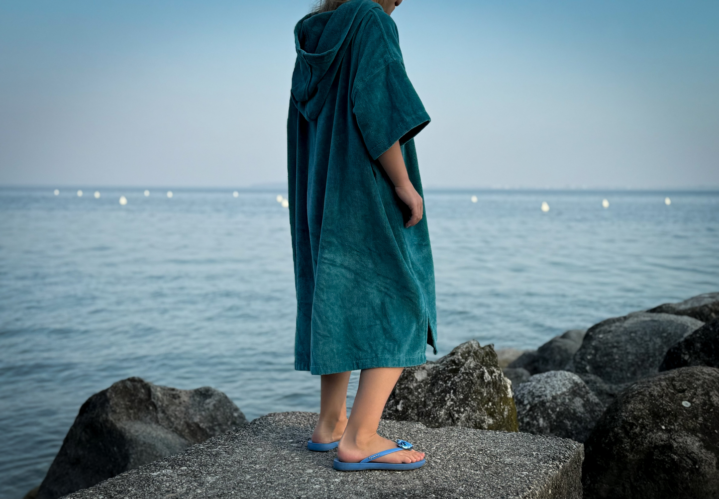 Stravaig Kids Hooded Towel Poncho Changing Robe - Misty Loch Teal
