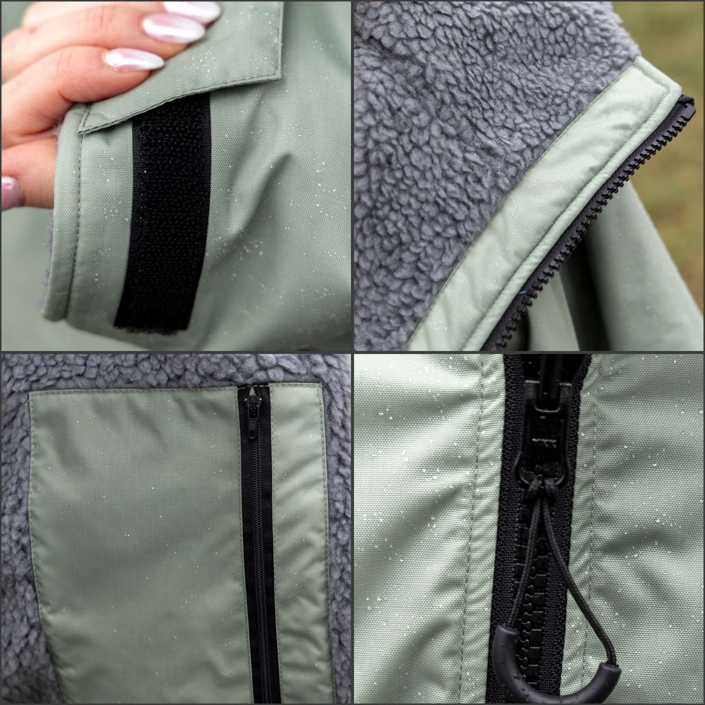 Adult Waterproof Changing Robe | Warm Sherpa Fleece-Lined Change Robe for Outdoor Adventures - SAGE GREEN