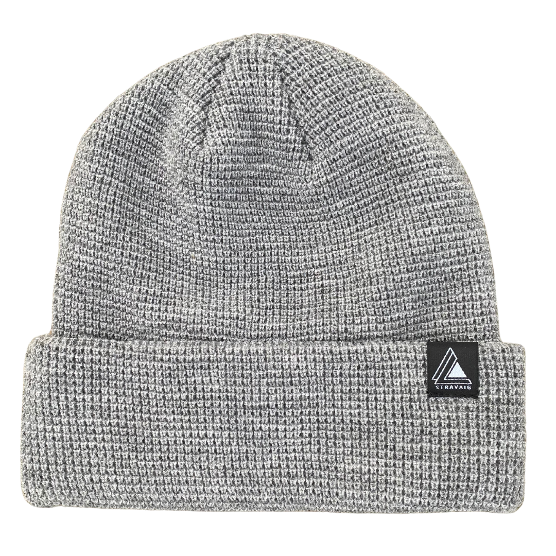 Waffle Knit Beanie Hat - Dark Grey