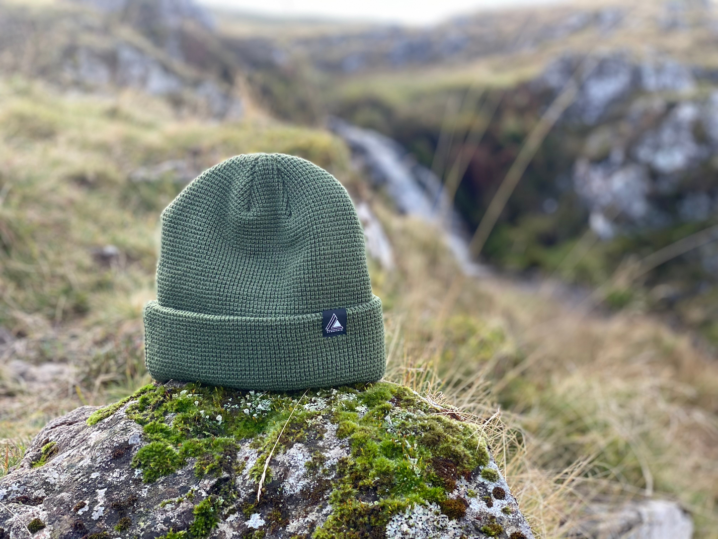 Waffle Knit Beanie Hat - Army Green