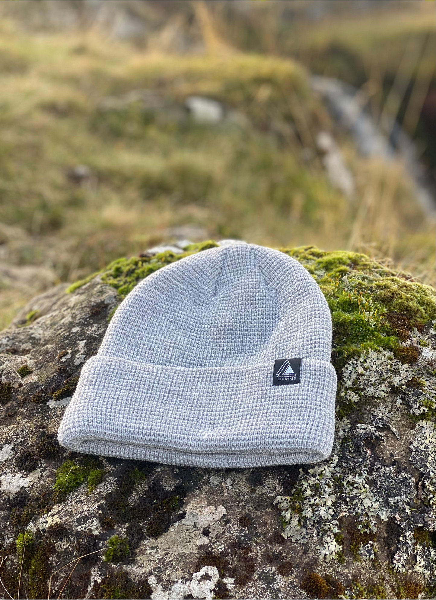 Waffle Knit Beanie Hat - Light Grey