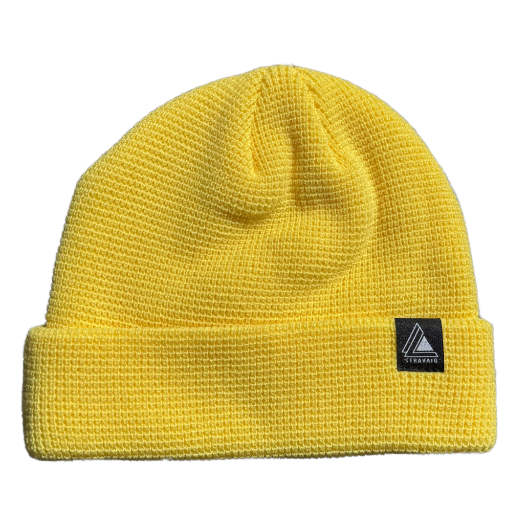 Waffle Knit Fisherman Beanie Hat - Yellow