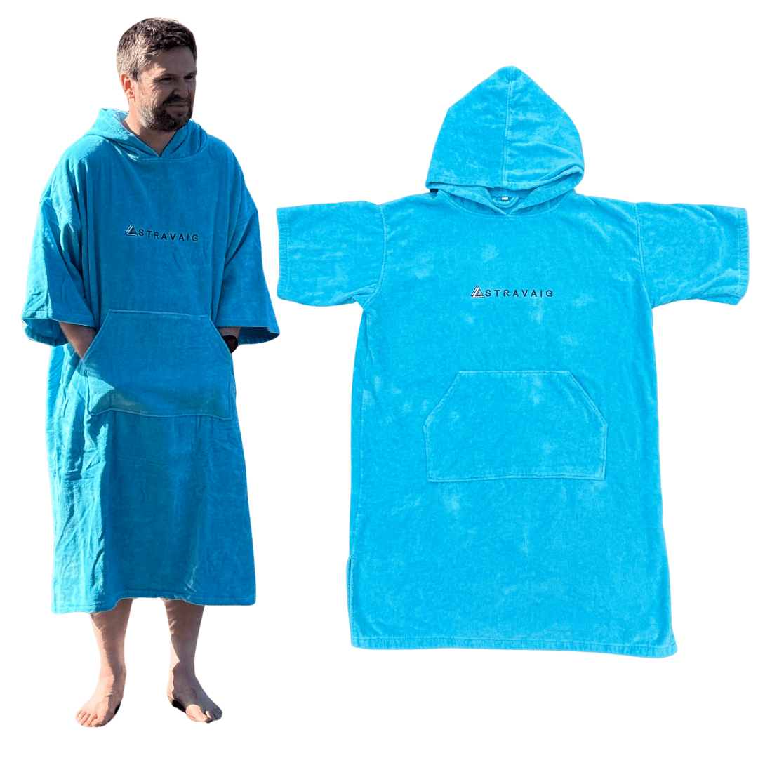 Stravaig Adult Hooded Towel Poncho Changing Robe - Loch Sky (SKY BLUE) - Stravaig 1