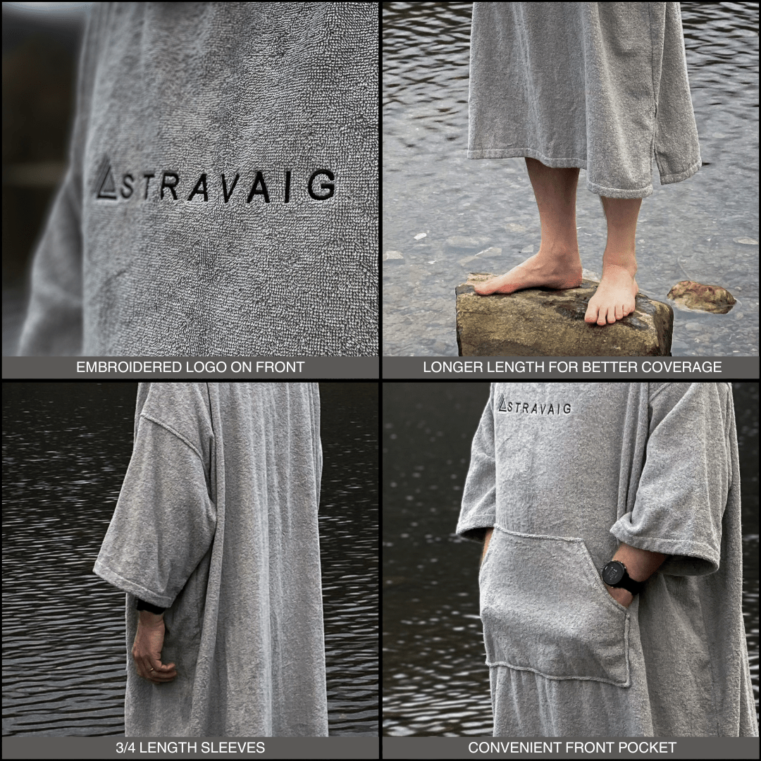 PREVIOUS GENERATION v1.0 - Stravaig Adult Hooded Towel Poncho Changing Robe - Mist Glen (GREY) - Stravaig