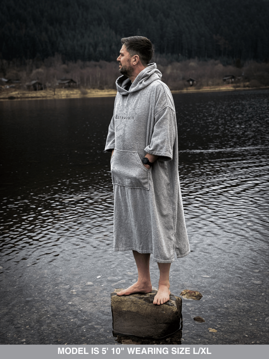 PREVIOUS GENERATION v1.0 - Stravaig Adult Hooded Towel Poncho Changing Robe - Mist Glen (GREY) - Stravaig