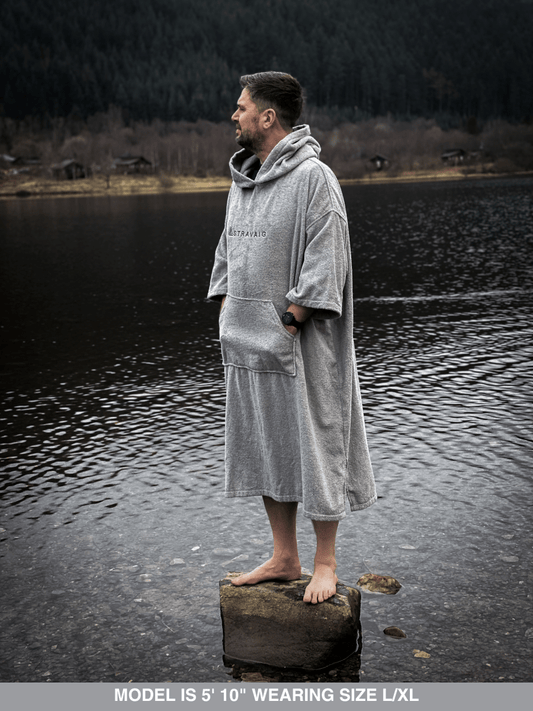 PREVIOUS GEN v1.0 - Stravaig Adult Hooded Towel Poncho Changing Robe - Mist Glen (GREY) - 2