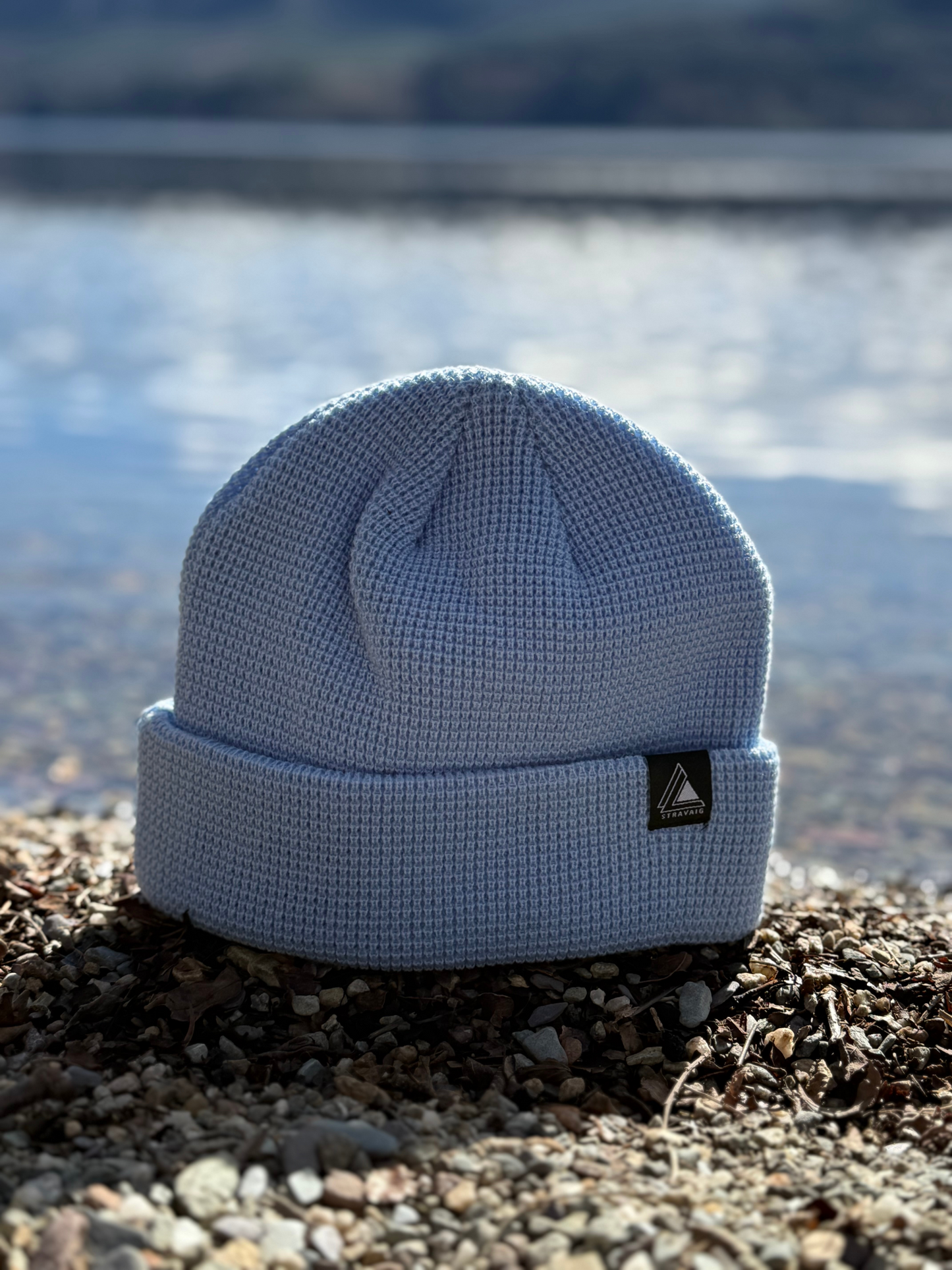 Waffle Knit Fisherman Beanie Hat - Light Blue