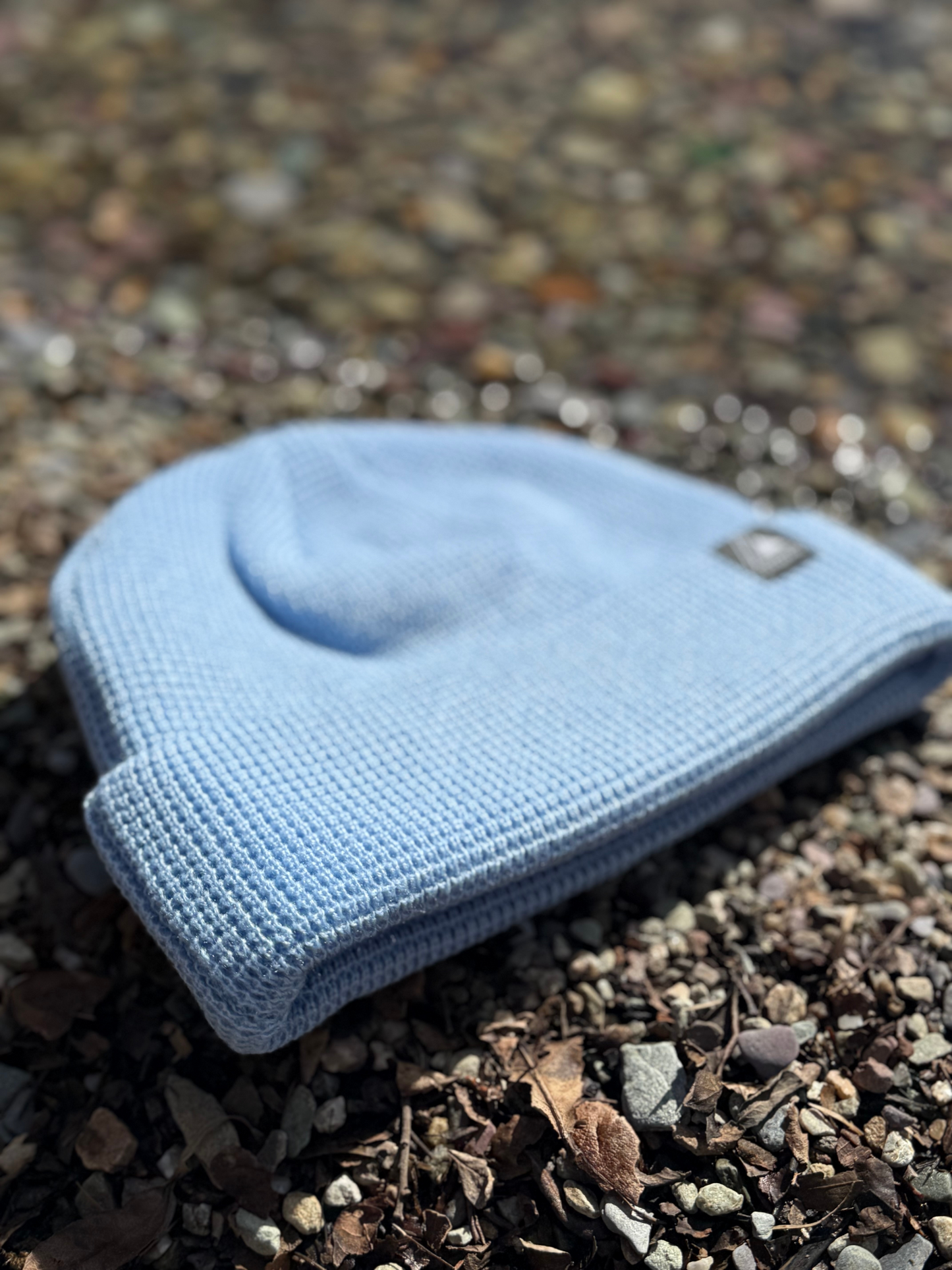 Waffle Knit Fisherman Beanie Hat - Light Blue