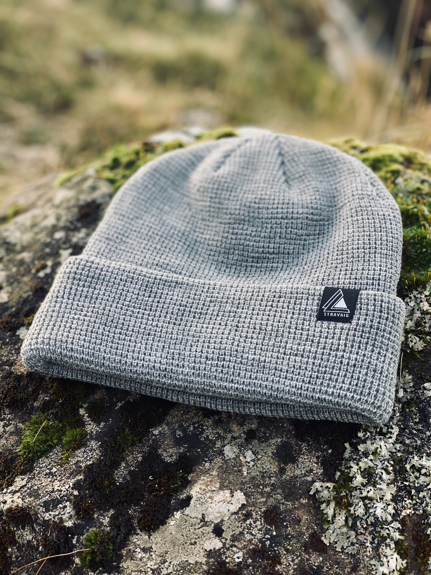 Waffle Knit Beanie Hat - Dark Grey