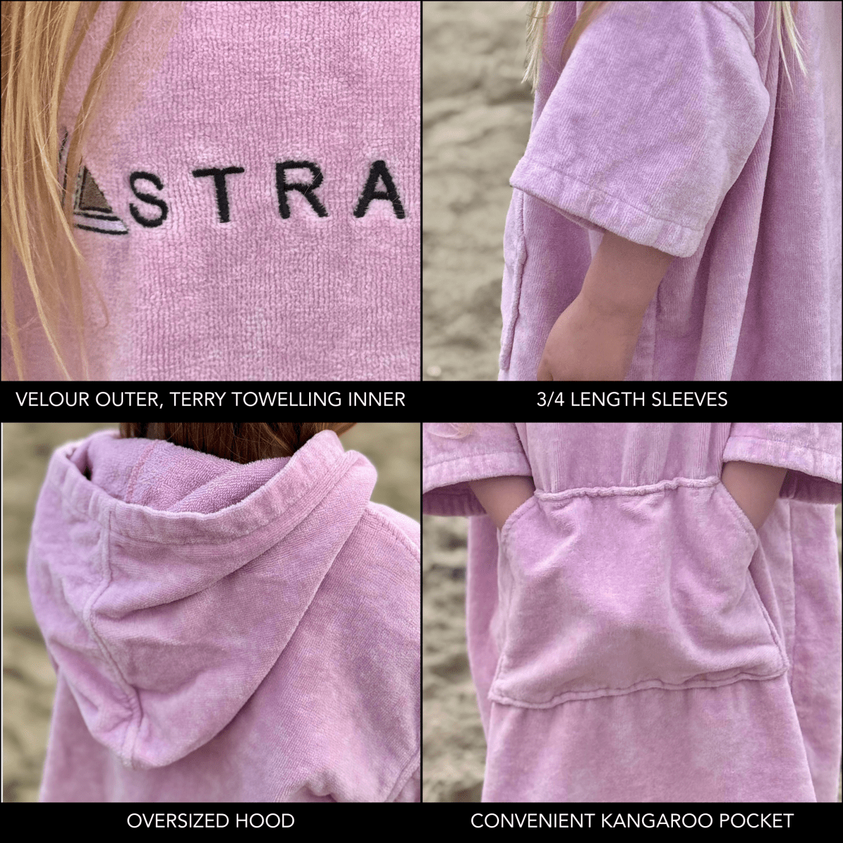 Stravaig Kids Hooded Towel Poncho Changing Robe - Blush Glen (PINK) - Stravaig