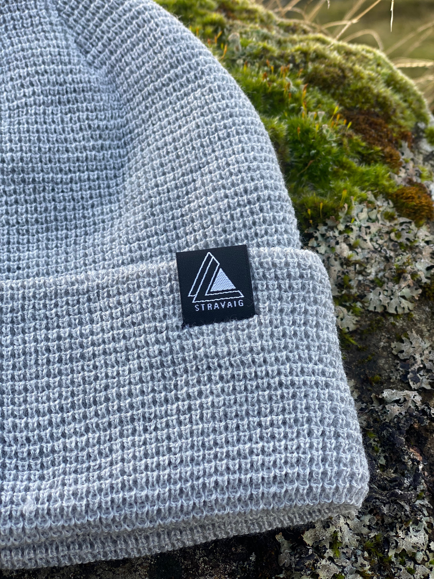 Waffle Knit Beanie Hat - Light Grey