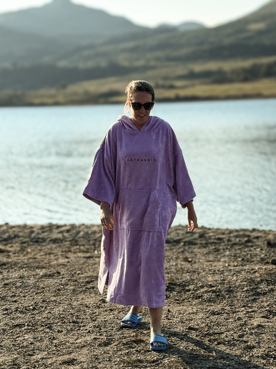 Stravaig Adult Hooded Towel Poncho Changing Robe - Heather Lilac (LILAC) - Stravaig