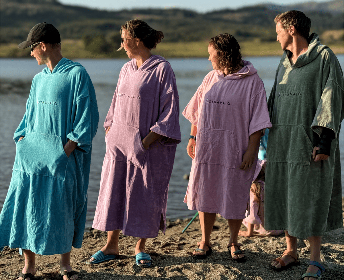 Stravaig Adult Hooded Towel Poncho Changing Robe - Loch Sky (SKY BLUE) - Stravaig 3