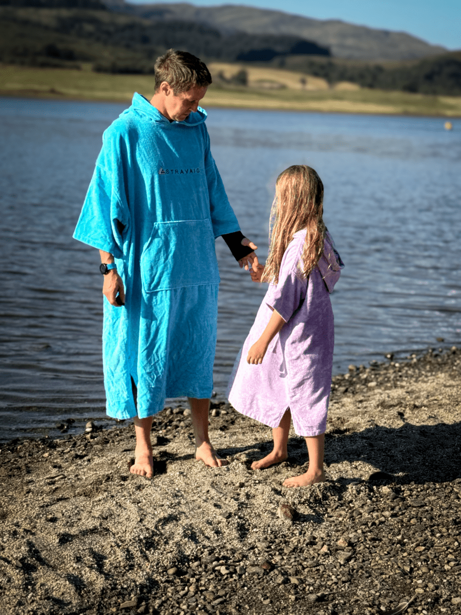 Stravaig Adult Hooded Towel Poncho Changing Robe - Loch Sky (SKY BLUE) - Stravaig 7