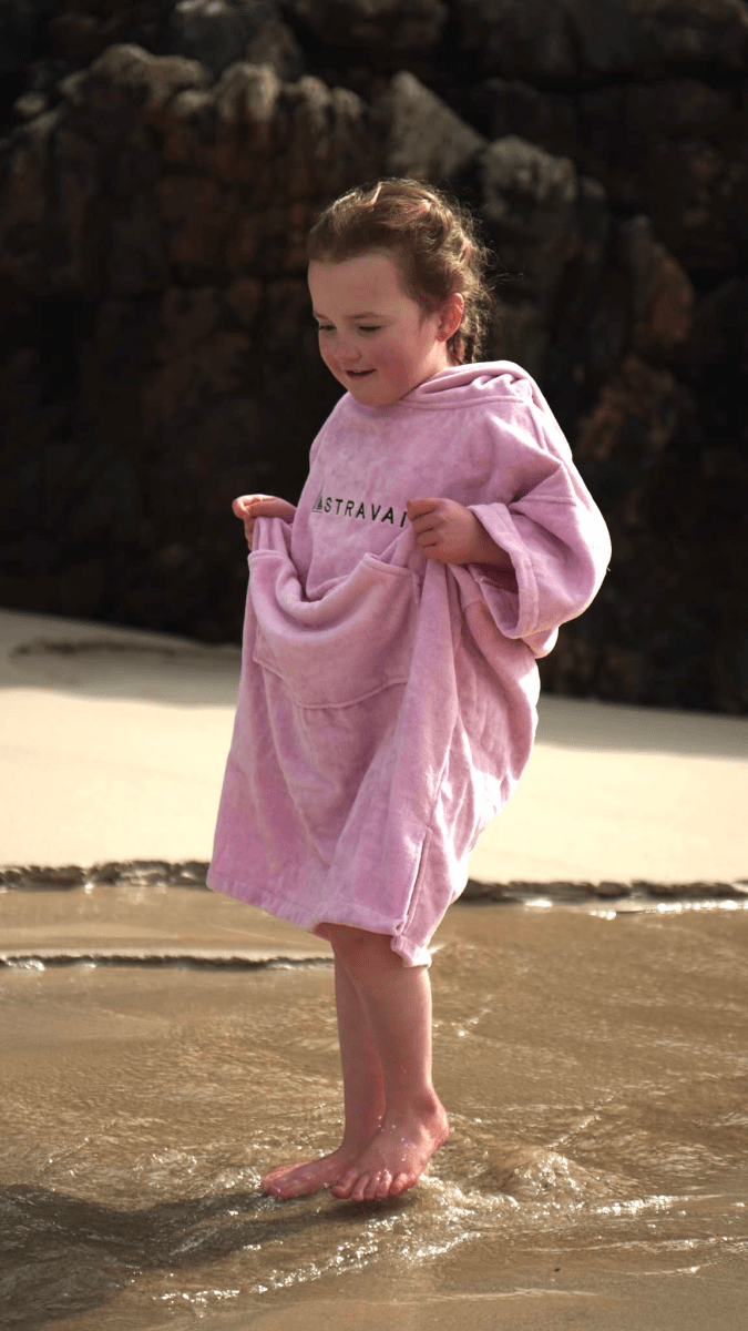 Stravaig Kids Hooded Towel Poncho Changing Robe - Blush Glen (PINK) - Stravaig