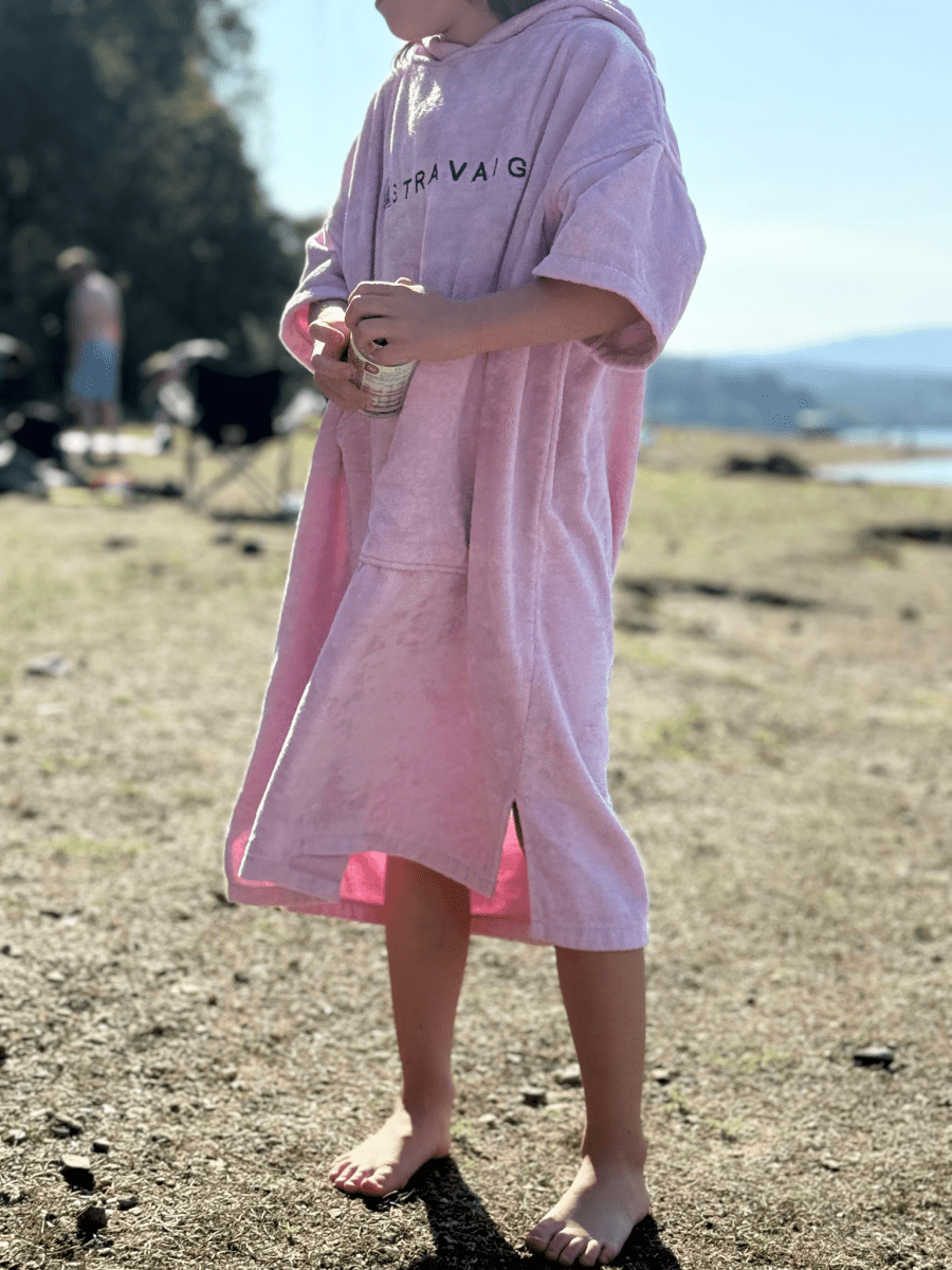 Stravaig Kids Hooded Towel Poncho Changing Robe - Blush Glen (PINK) - Stravaig