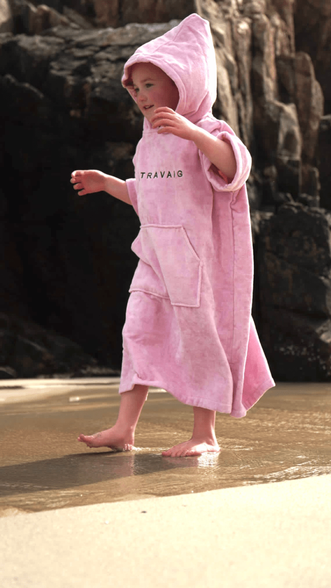 Stravaig Kids Hooded Towel Poncho Changing Robe - Blush Glen (PINK) - Stravaig