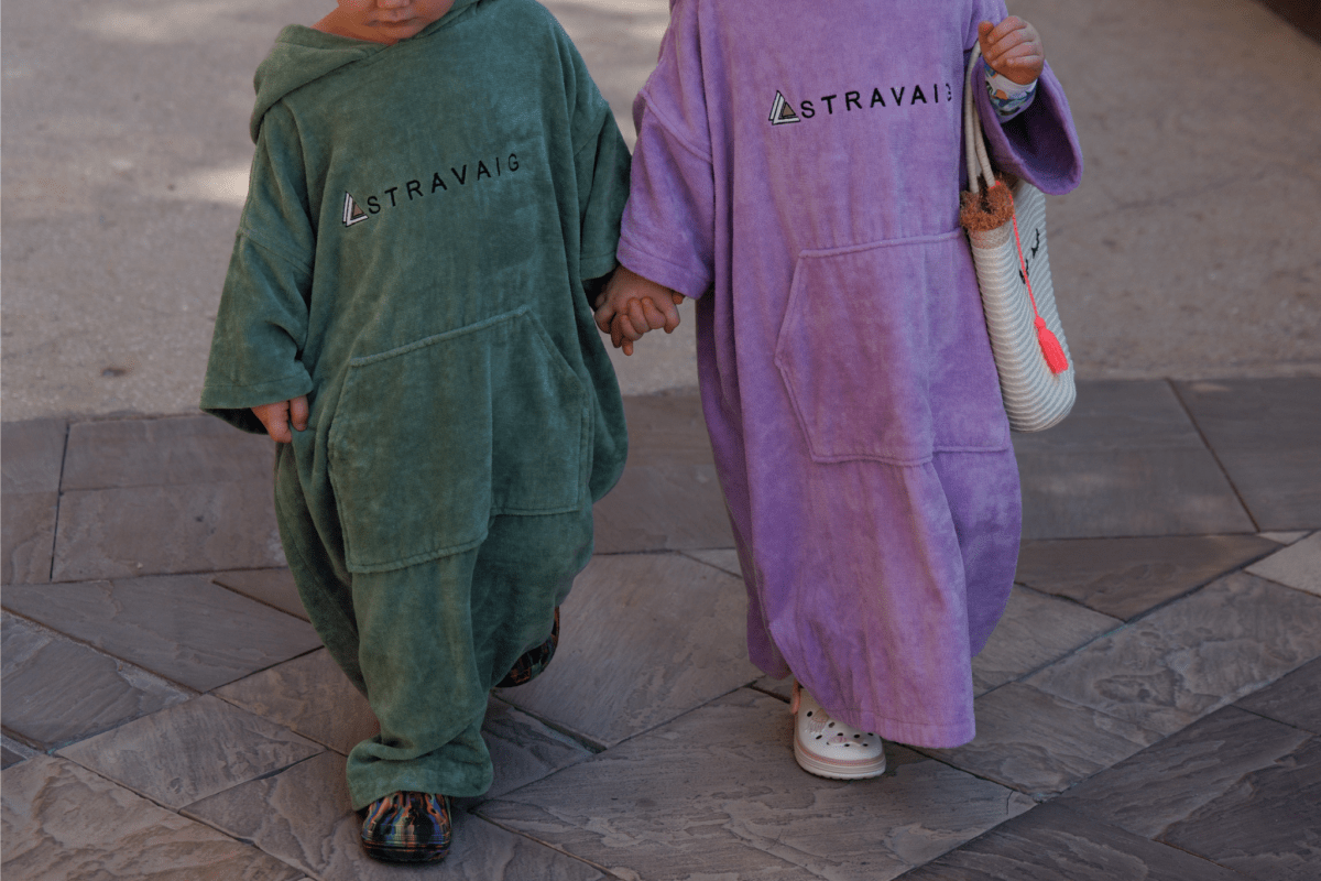 Stravaig Kids Hooded Towel Poncho Changing Robe - Heather Lilac (LILAC) - Stravaig