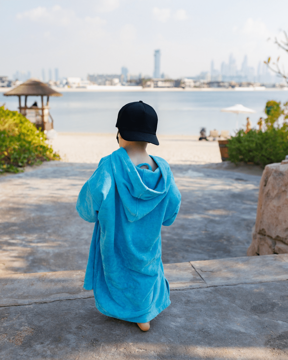 Stravaig Kids Hooded Towel Poncho Changing Robe - Loch Sky (SKY BLUE) - Stravaig