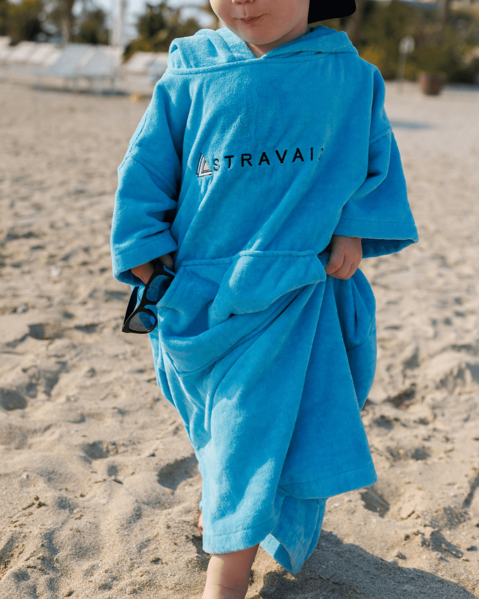 Stravaig Kids Hooded Towel Poncho Changing Robe - Loch Sky (SKY BLUE) - Stravaig