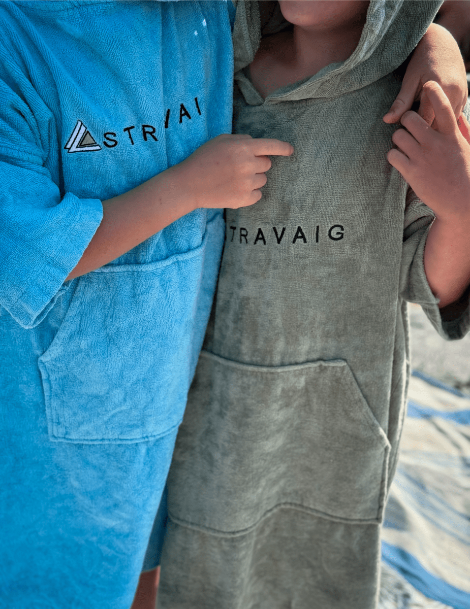 Stravaig Kids Hooded Towel Poncho Changing Robe - Machair Sage (SAGE GREEN) - Stravaig