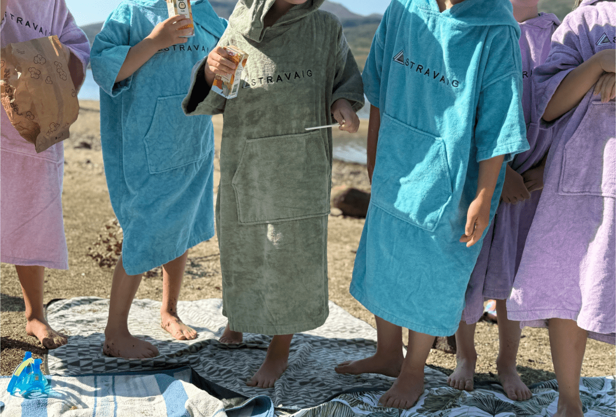 Stravaig Kids Hooded Towel Poncho Changing Robe - Machair Sage (SAGE GREEN) - Stravaig