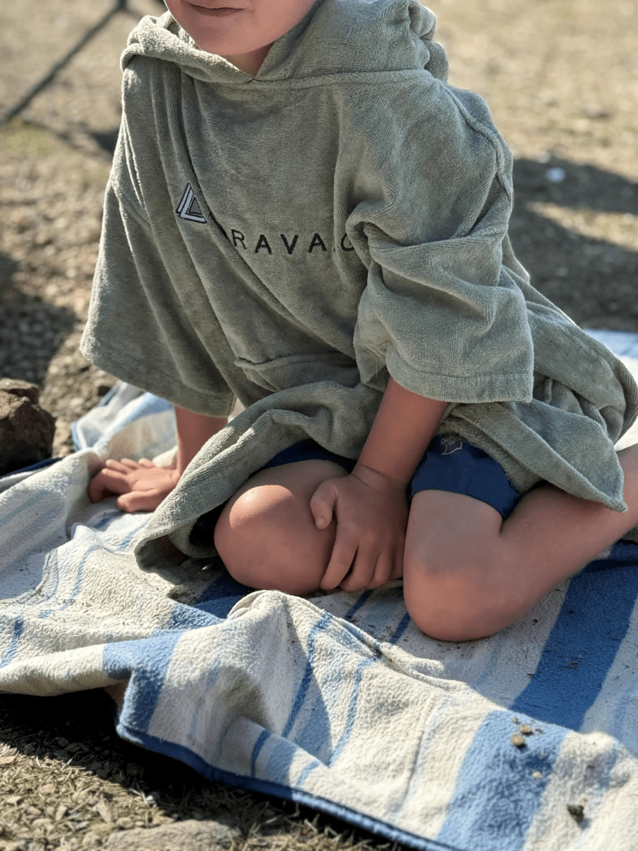 Stravaig Kids Hooded Towel Poncho Changing Robe - Machair Sage (SAGE GREEN) - Stravaig