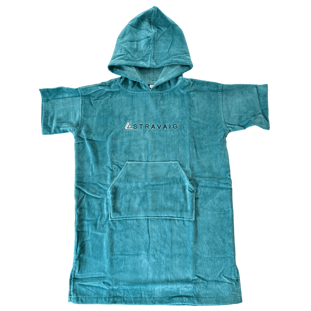 Stravaig Kids Hooded Towel Poncho Changing Robe - Misty Loch Teal - 1