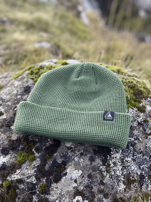 Waffle Knit Beanie Hat - Army Green - Stravaig - 2