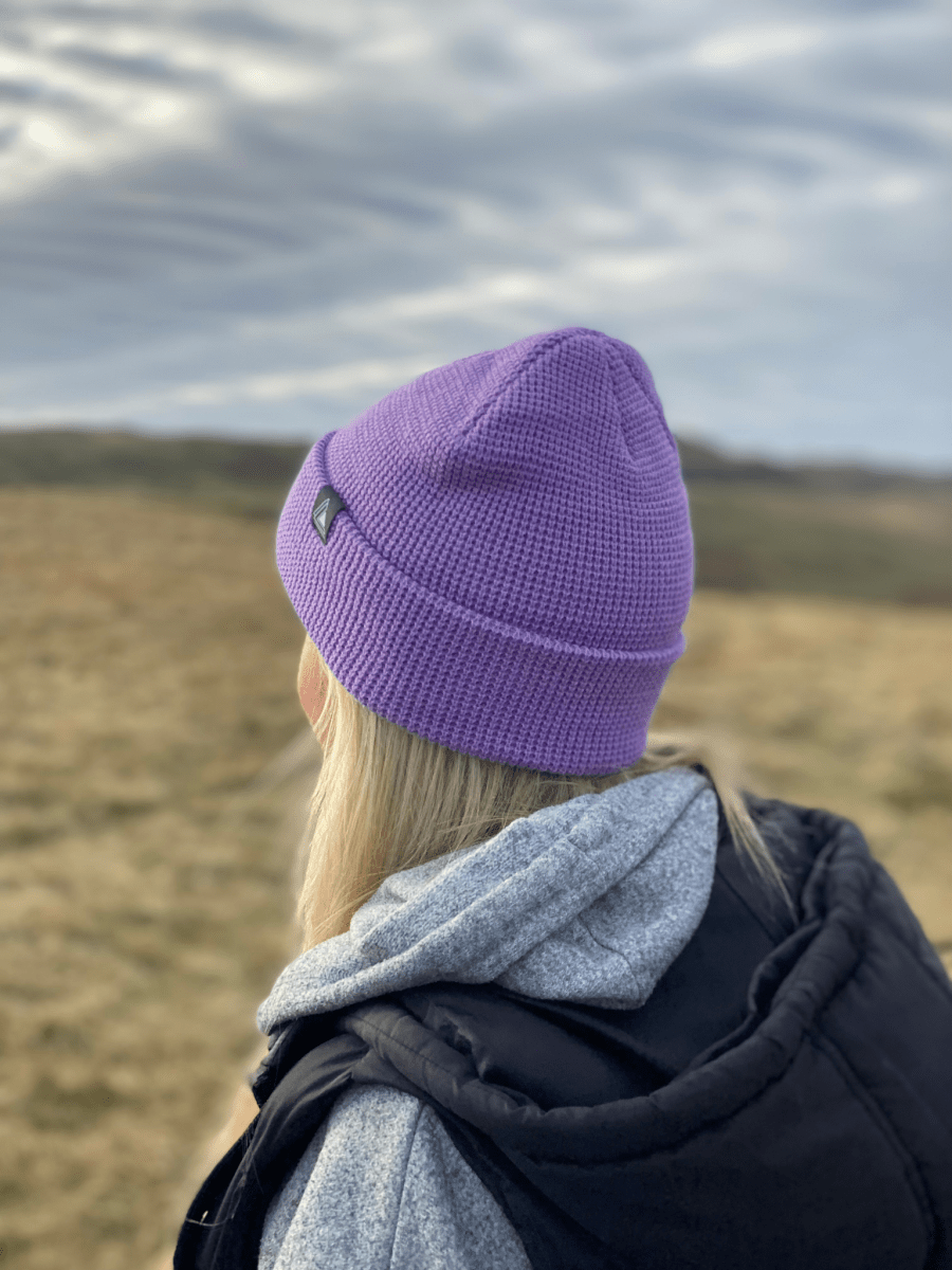 Waffle Knit Beanie Hat - Lilac - Stravaig