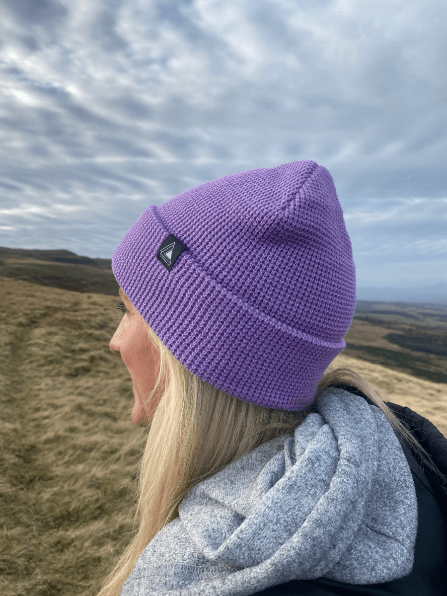 Waffle Knit Beanie Hat - Lilac - Stravaig