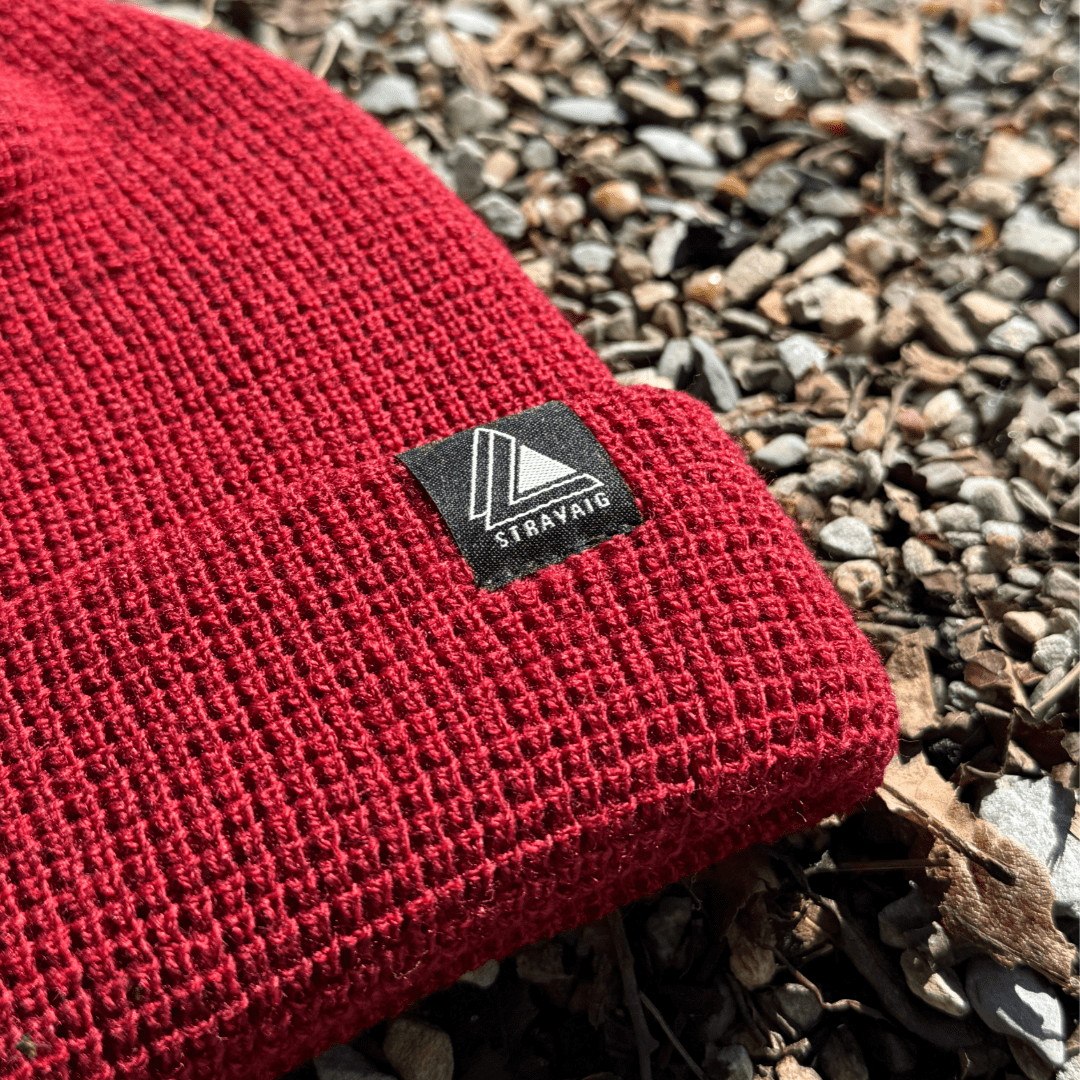 Waffle Knit Fisherman Beanie Hat - Maroon - Stravaig