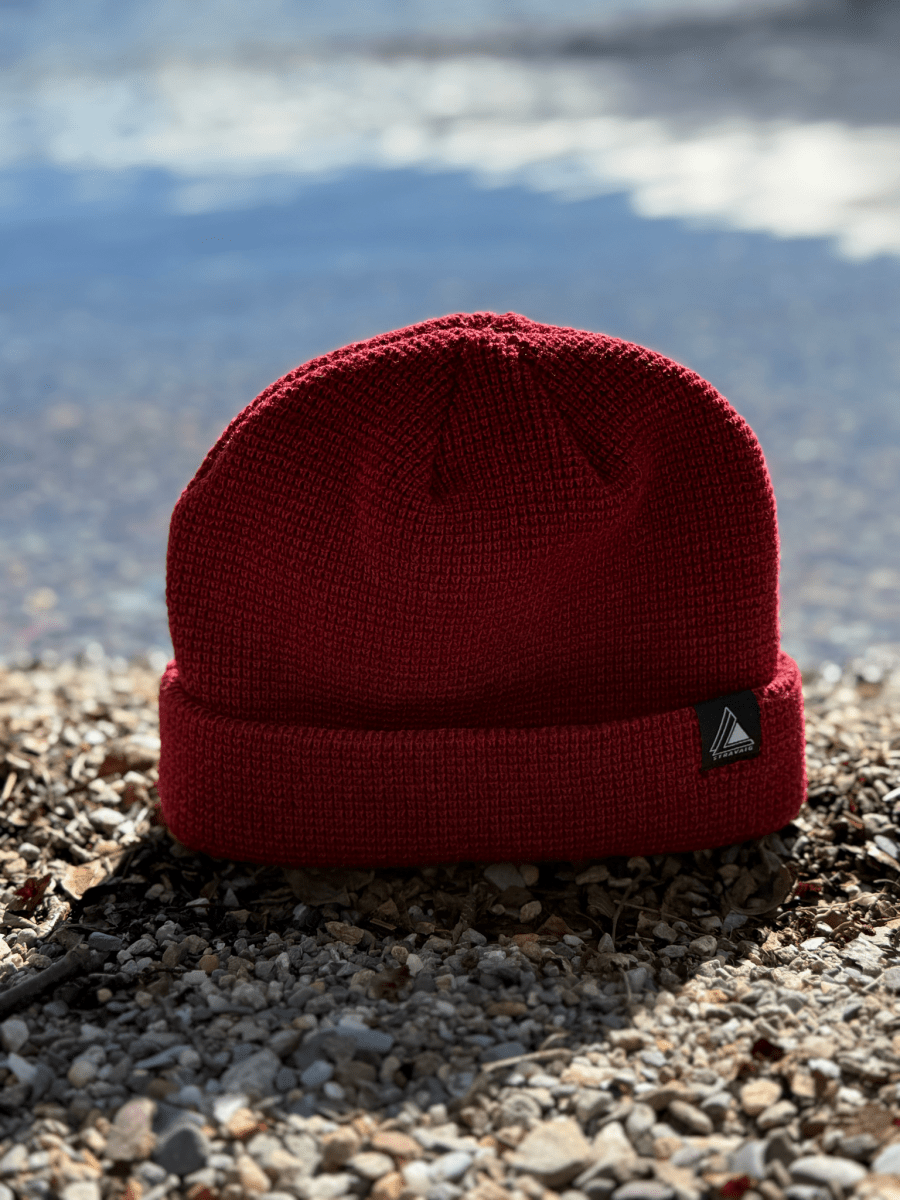 Waffle Knit Fisherman Beanie Hat - Maroon - Stravaig