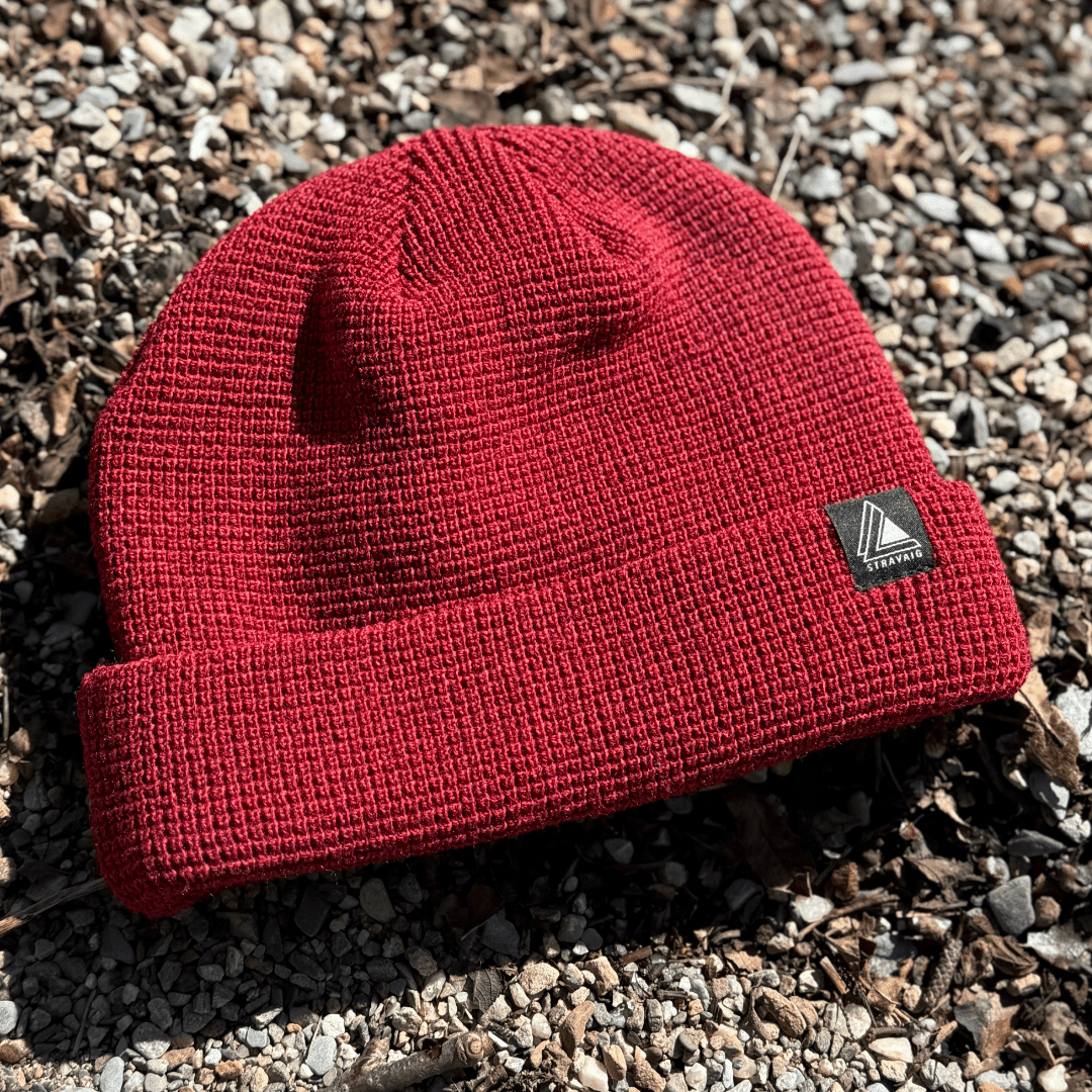 Waffle Knit Fisherman Beanie Hat - Maroon - Stravaig