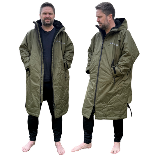 Adult Waterproof Changing Robe | Warm Sherpa Fleece-Lined Change Robe for Outdoor Adventures - KHAKI GREEN