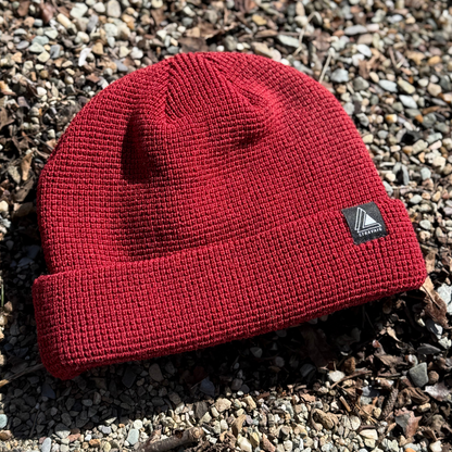 Waffle Knit Fisherman Beanie Hat - Maroon