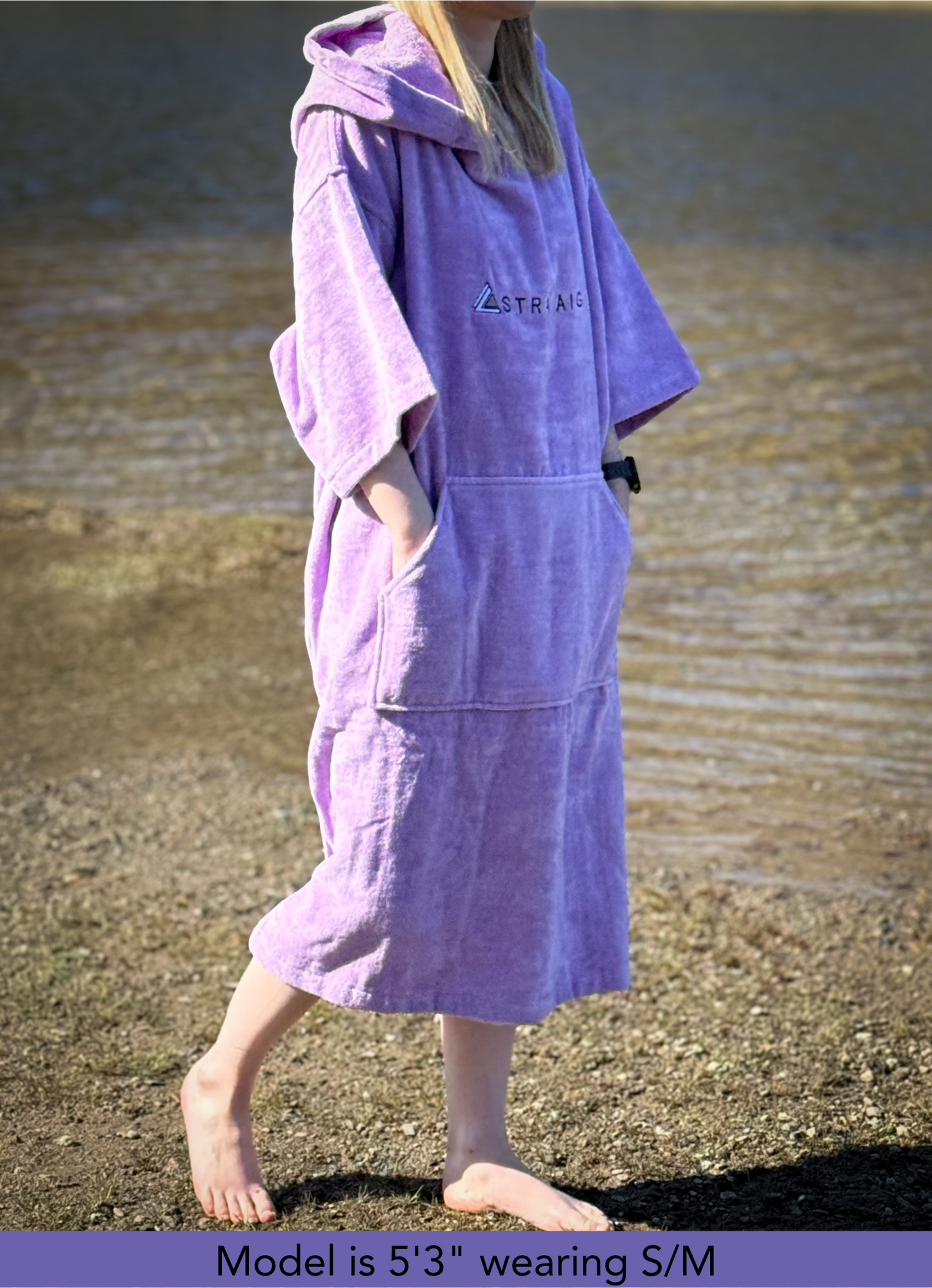 Adult Hooded Towelling Robe | Quick-Dry Towel Poncho for Beach & Swim - LILAC