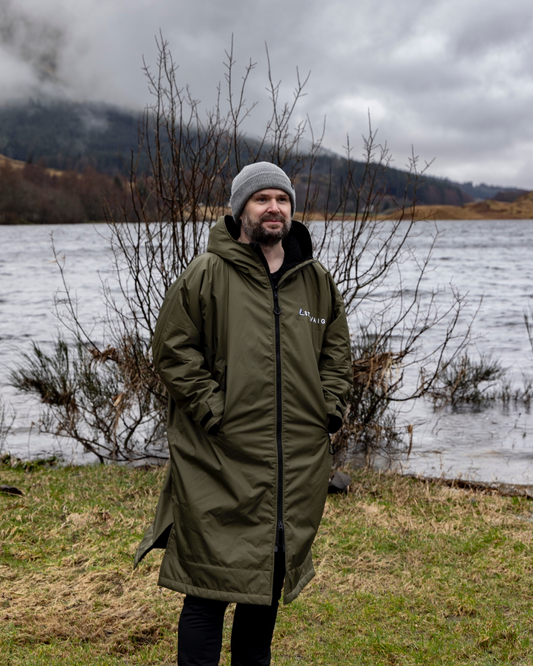 Adult Waterproof Changing Robe | Warm Sherpa Fleece-Lined Change Robe for Outdoor Adventures - KHAKI GREEN