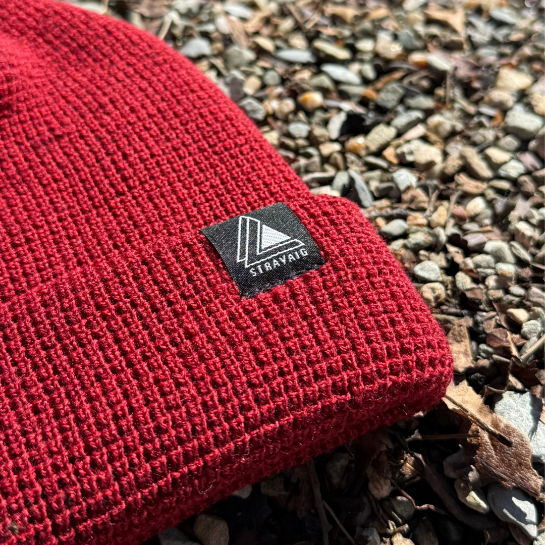 Waffle Knit Fisherman Beanie Hat - Maroon