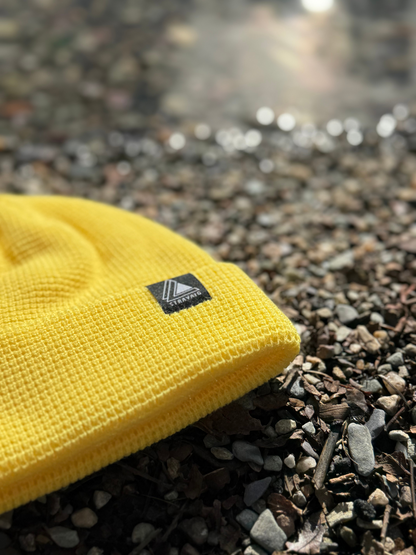 Waffle Knit Fisherman Beanie Hat - Yellow