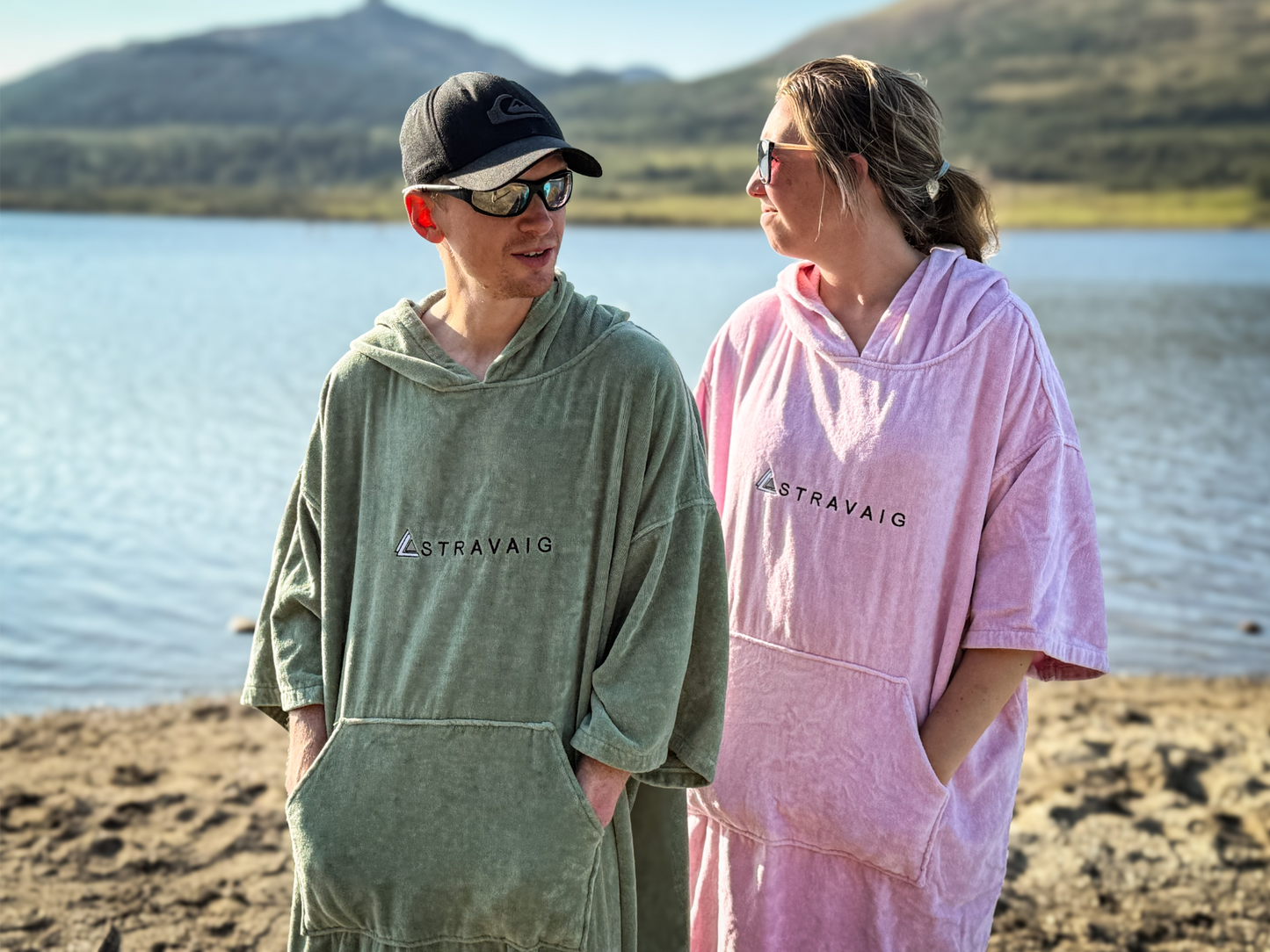 Stravaig Adult Hooded Towel Poncho Changing Robe - Blush Glen (PINK)