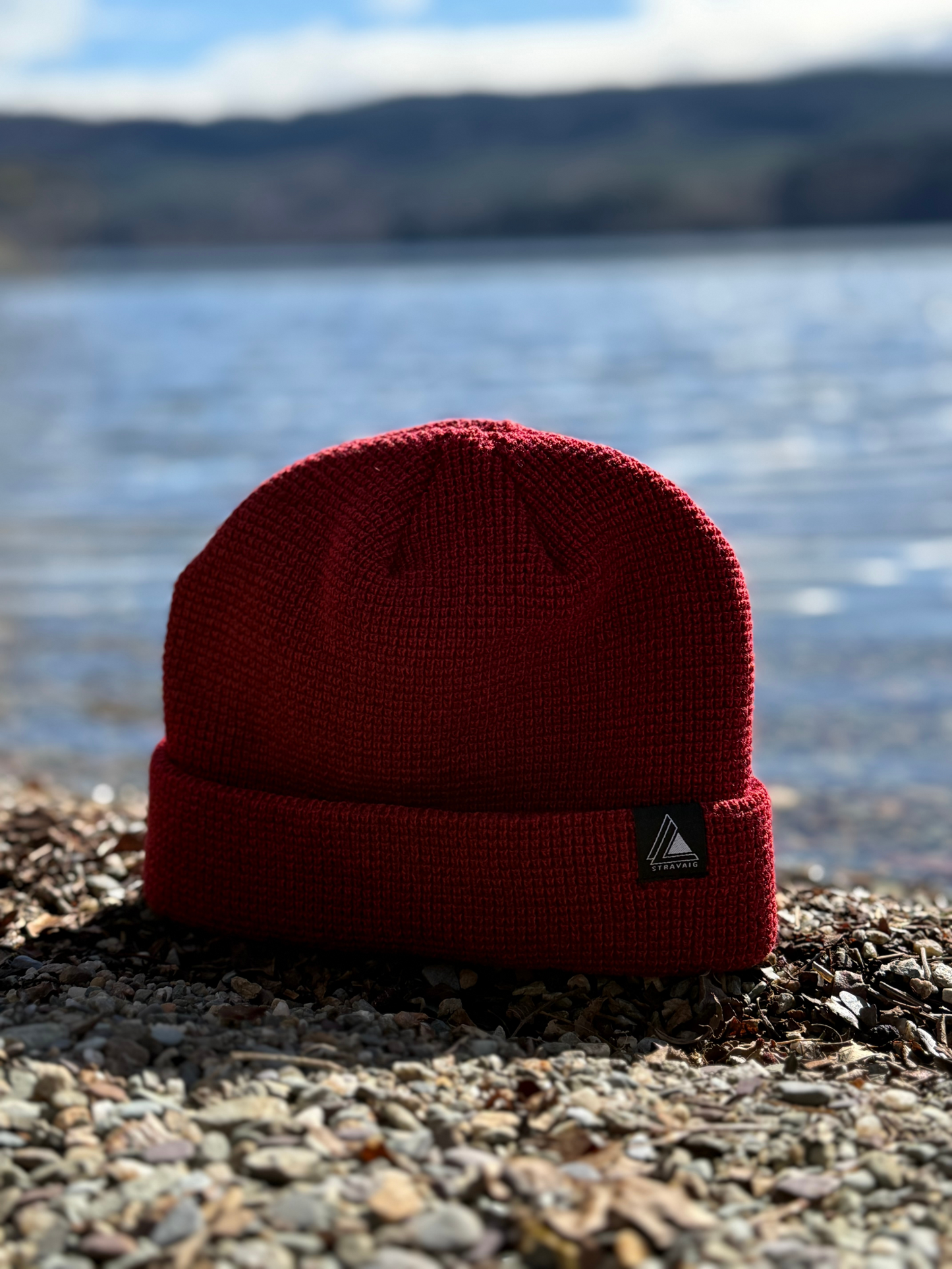 Waffle Knit Fisherman Beanie Hat - Maroon