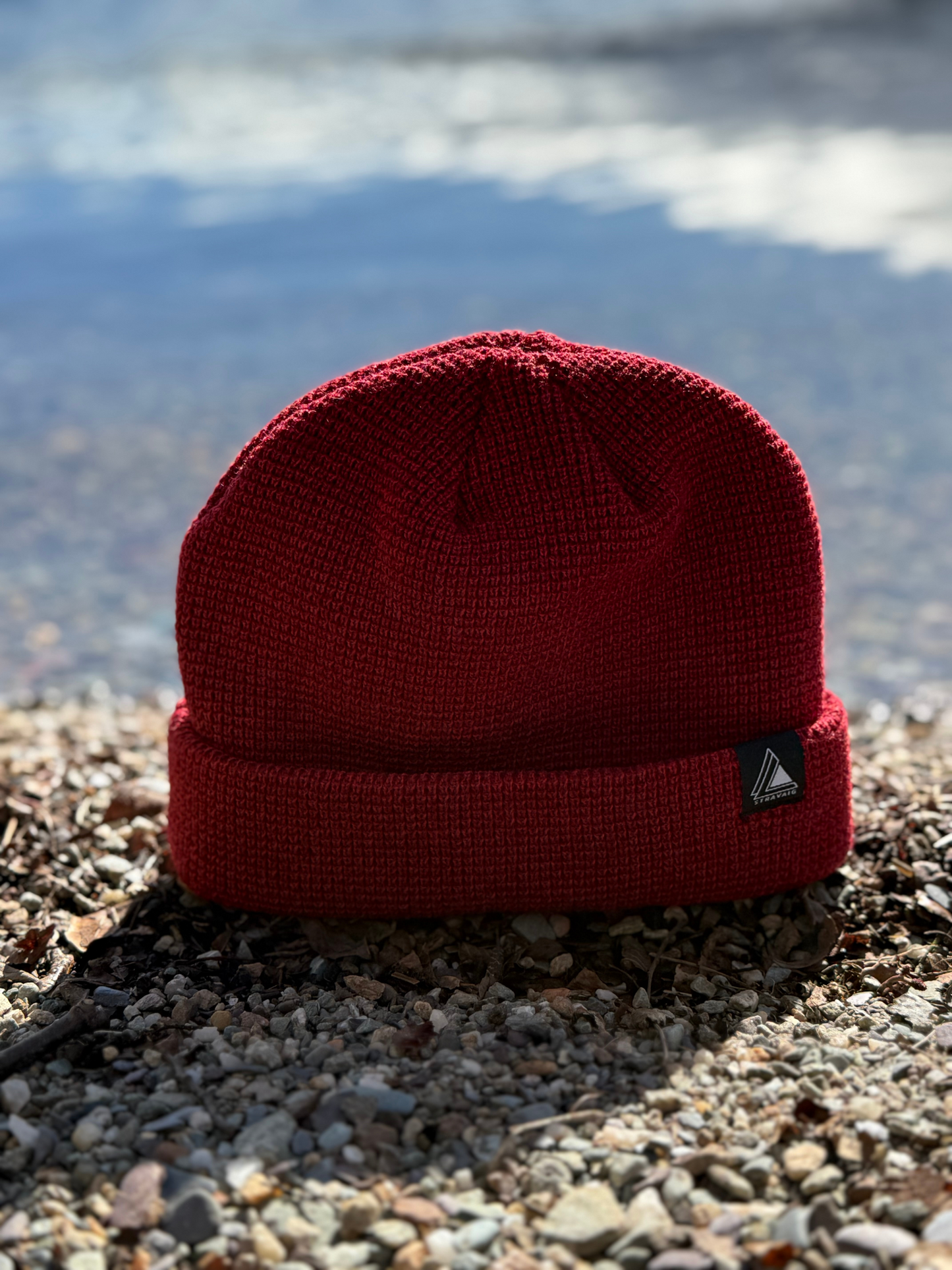 Waffle Knit Fisherman Beanie Hat - Maroon