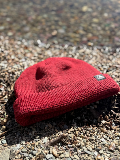 Waffle Knit Fisherman Beanie Hat - Maroon