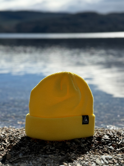 Waffle Knit Fisherman Beanie Hat - Yellow