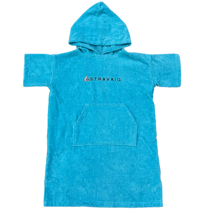 Kids Hooded Towelling Robe | Quick-Dry Towel Poncho for Beach & Swim - SKY BLUE