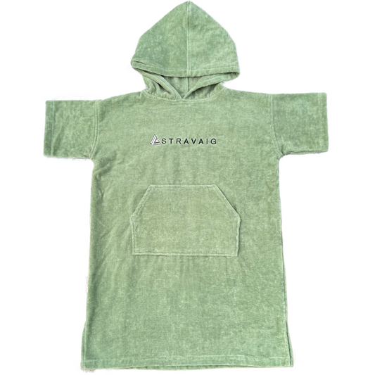 Kids Hooded Towelling Robe | Quick-Dry Towel Poncho for Beach & Swim - GREEN