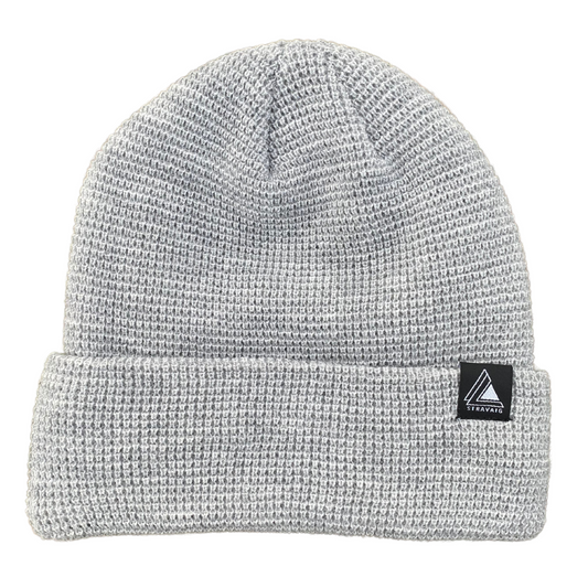 Waffle Knit Beanie Hat - Light Grey